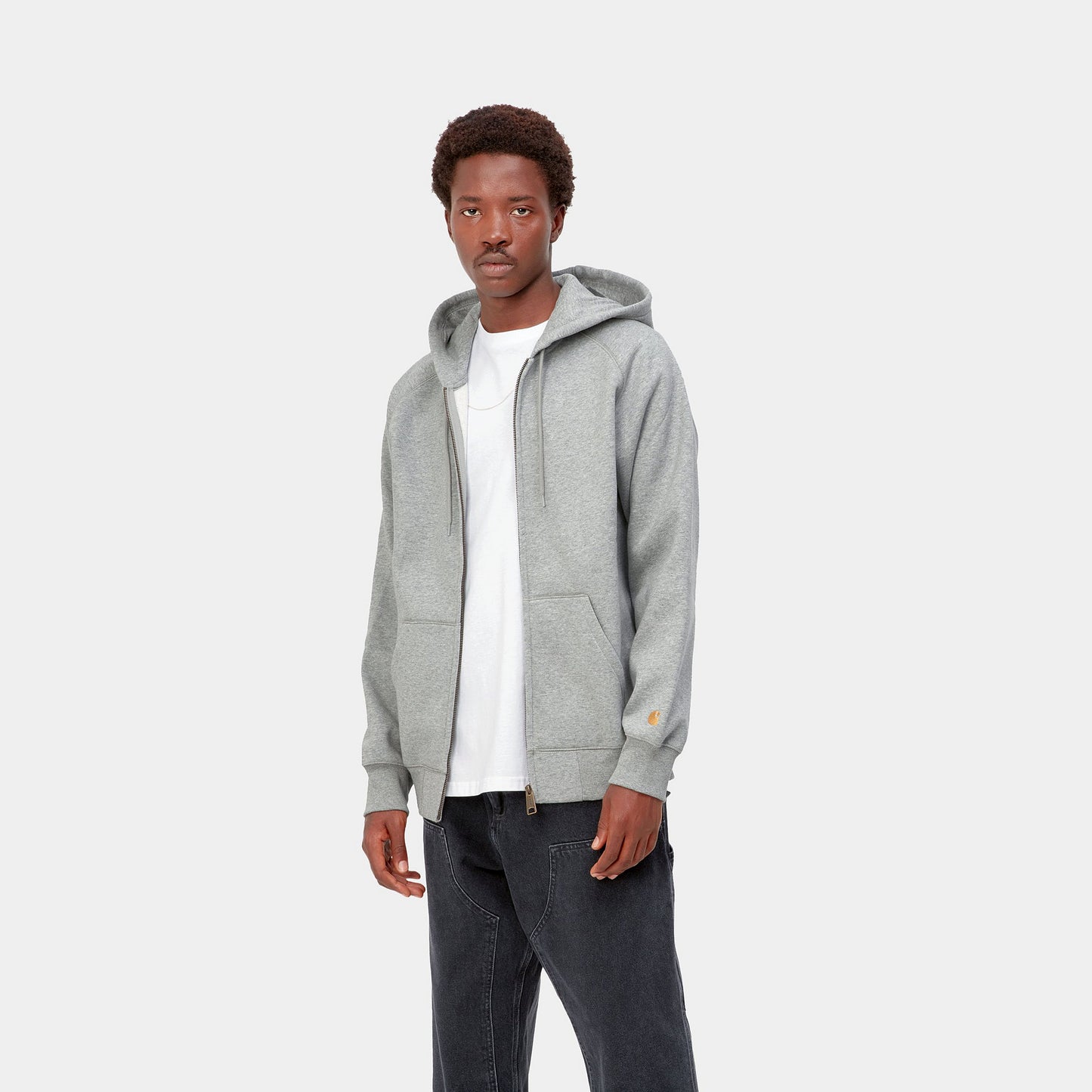 HOODED CHASE JACKET - grey heather/gold