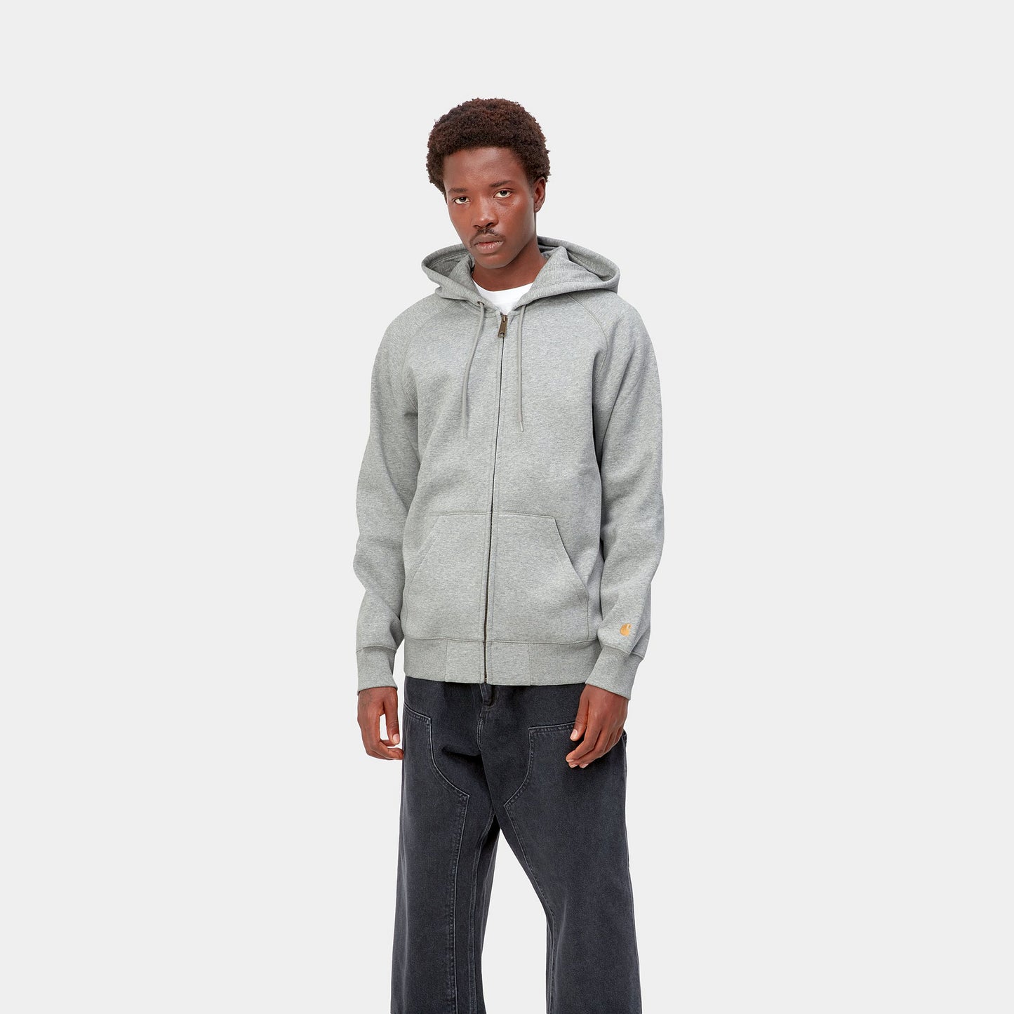 HOODED CHASE JACKET - grey heather/gold