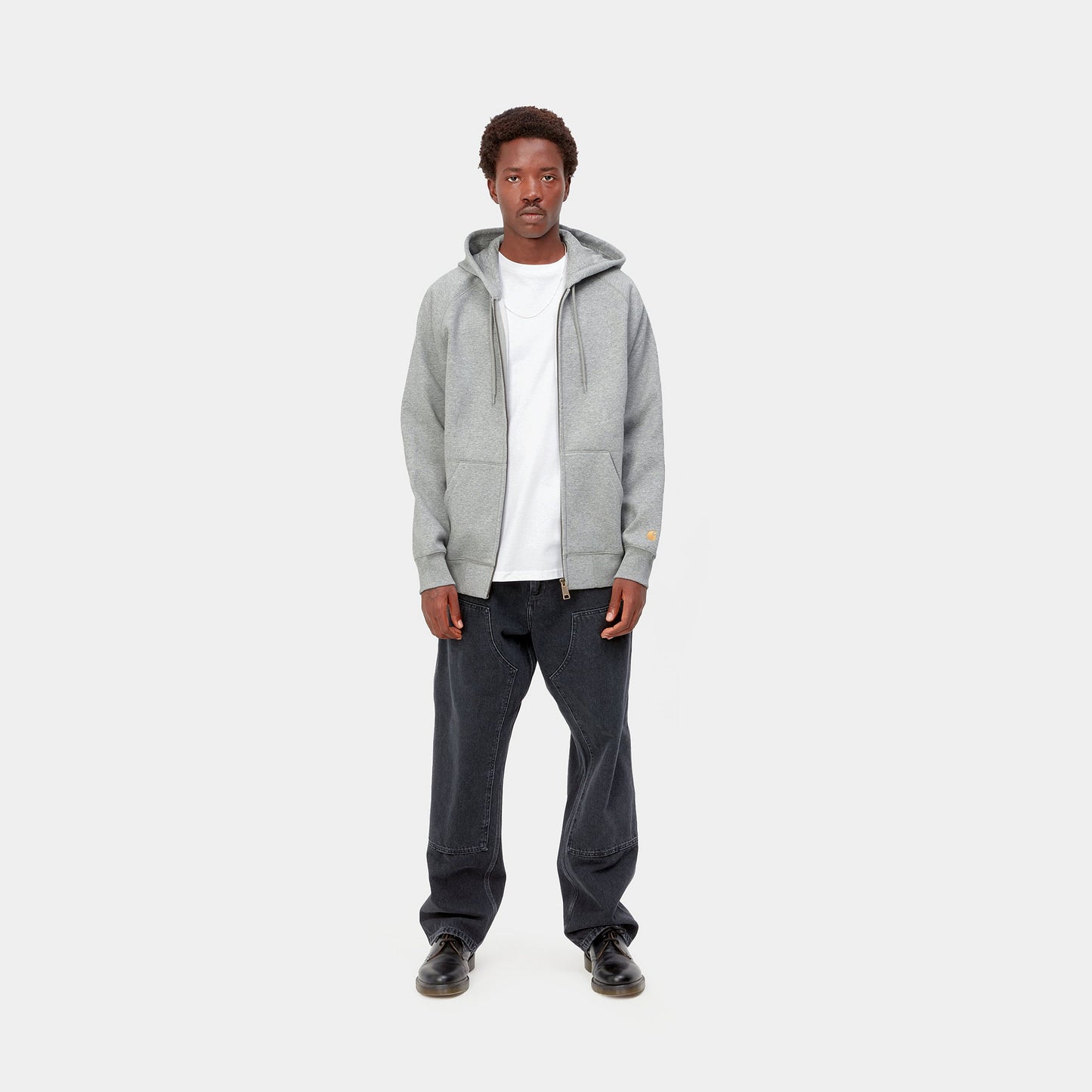 HOODED CHASE JACKET - grey heather/gold