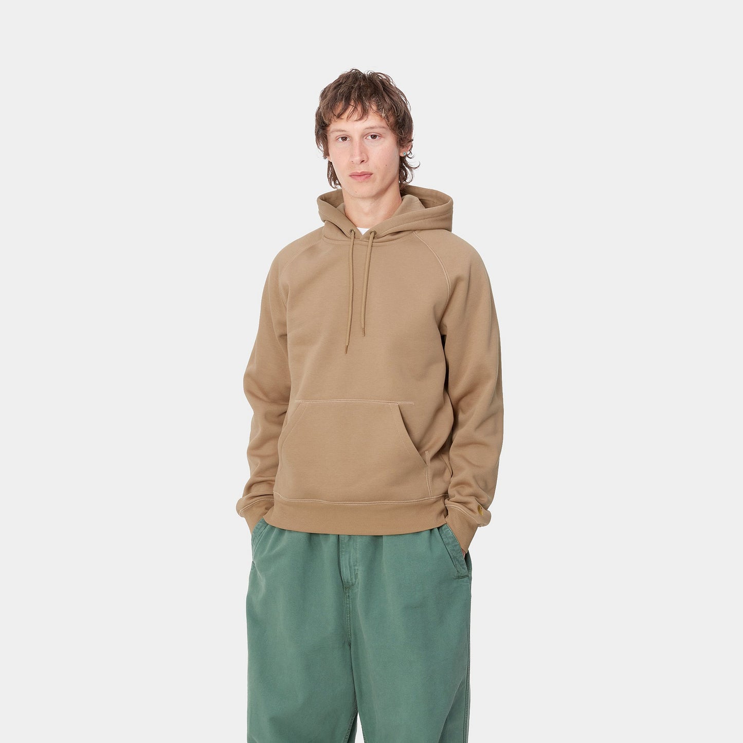 HOODED CHASE SWEAT - peanut/gold