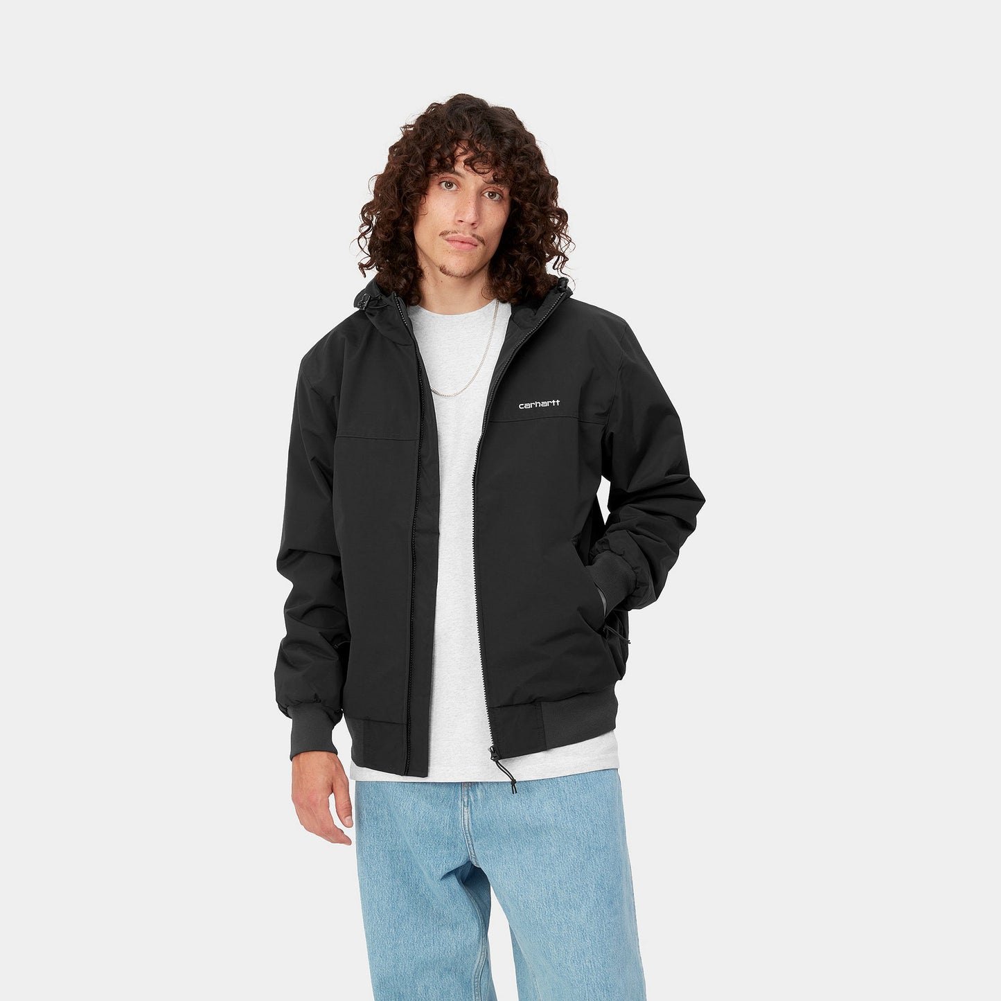HOODED SAIL JACKET - black/white