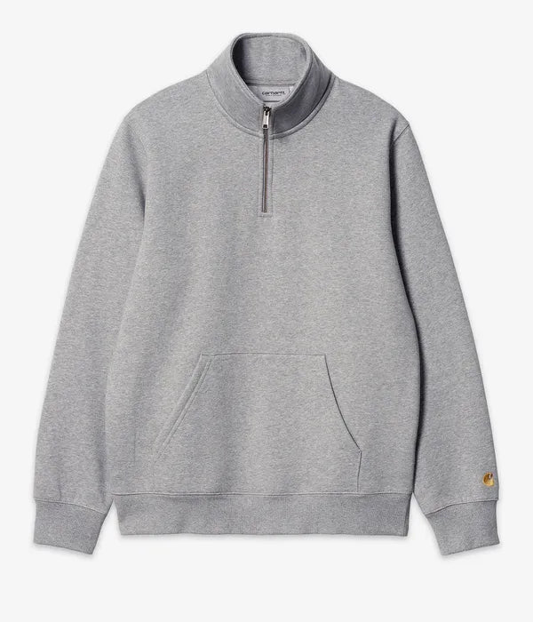 CHASE NECK ZIP SWEAT - grey heater/gold