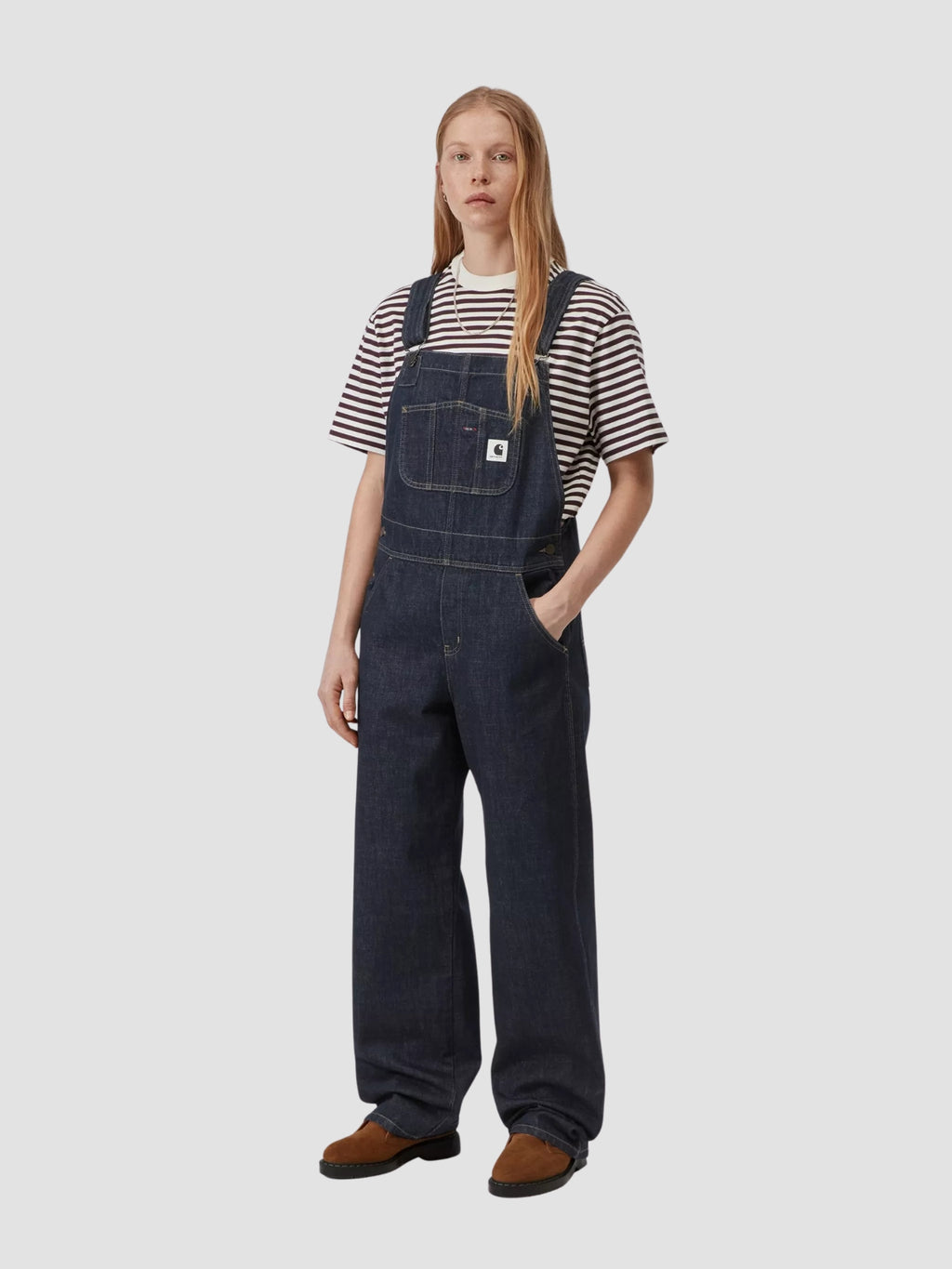 W' BIB OVERALL STRAIGHT - blue rinsed