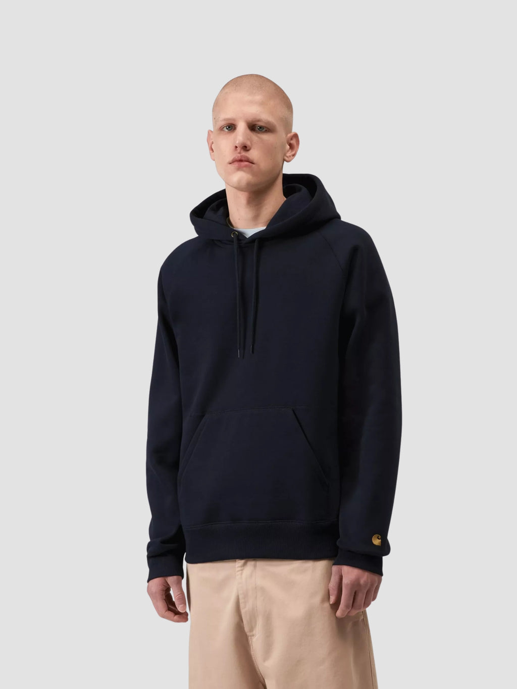 HOODED CHASE SWEAT - dark navy/gold