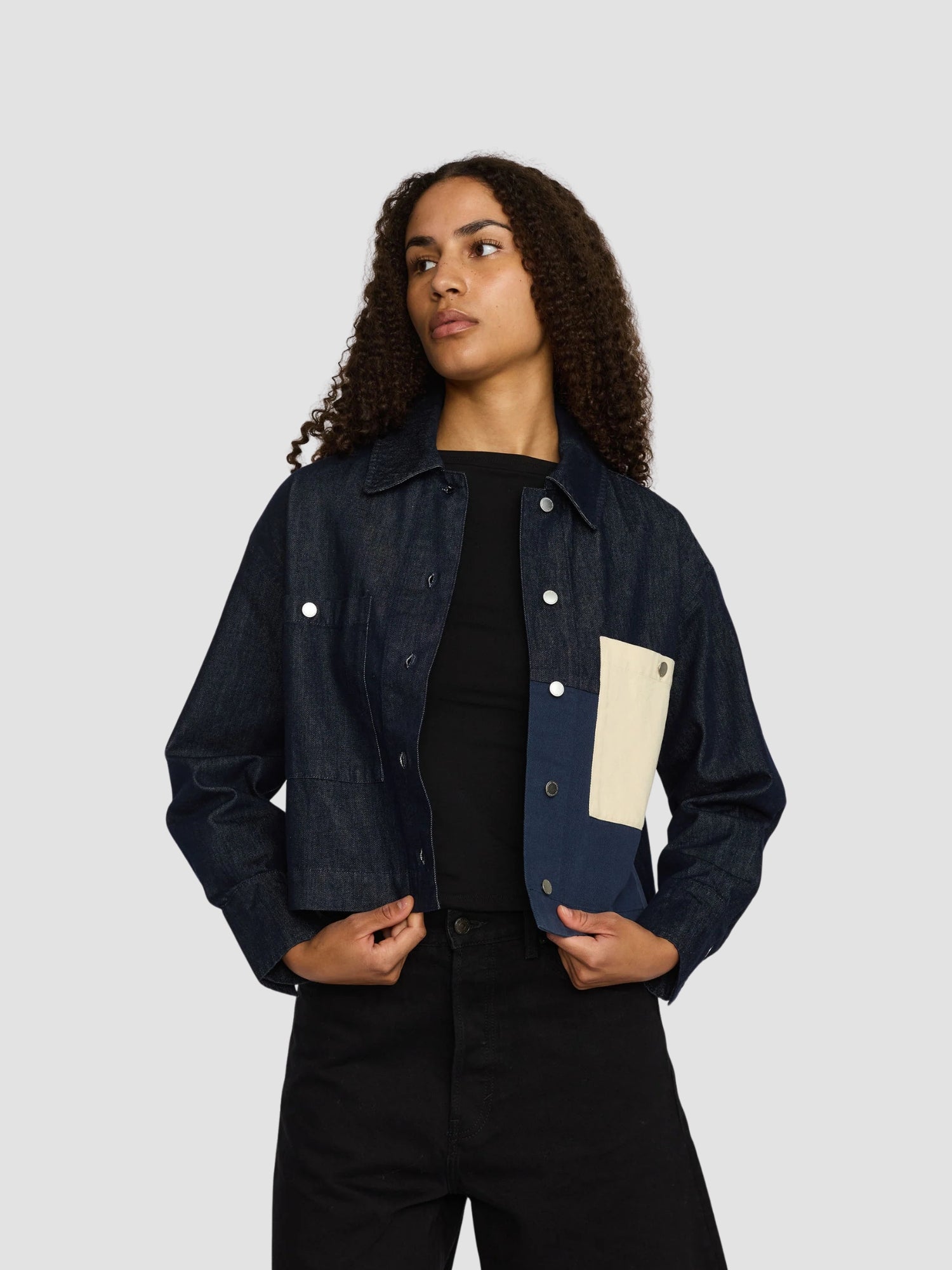 CROPPED SHIRT (33104) - navy