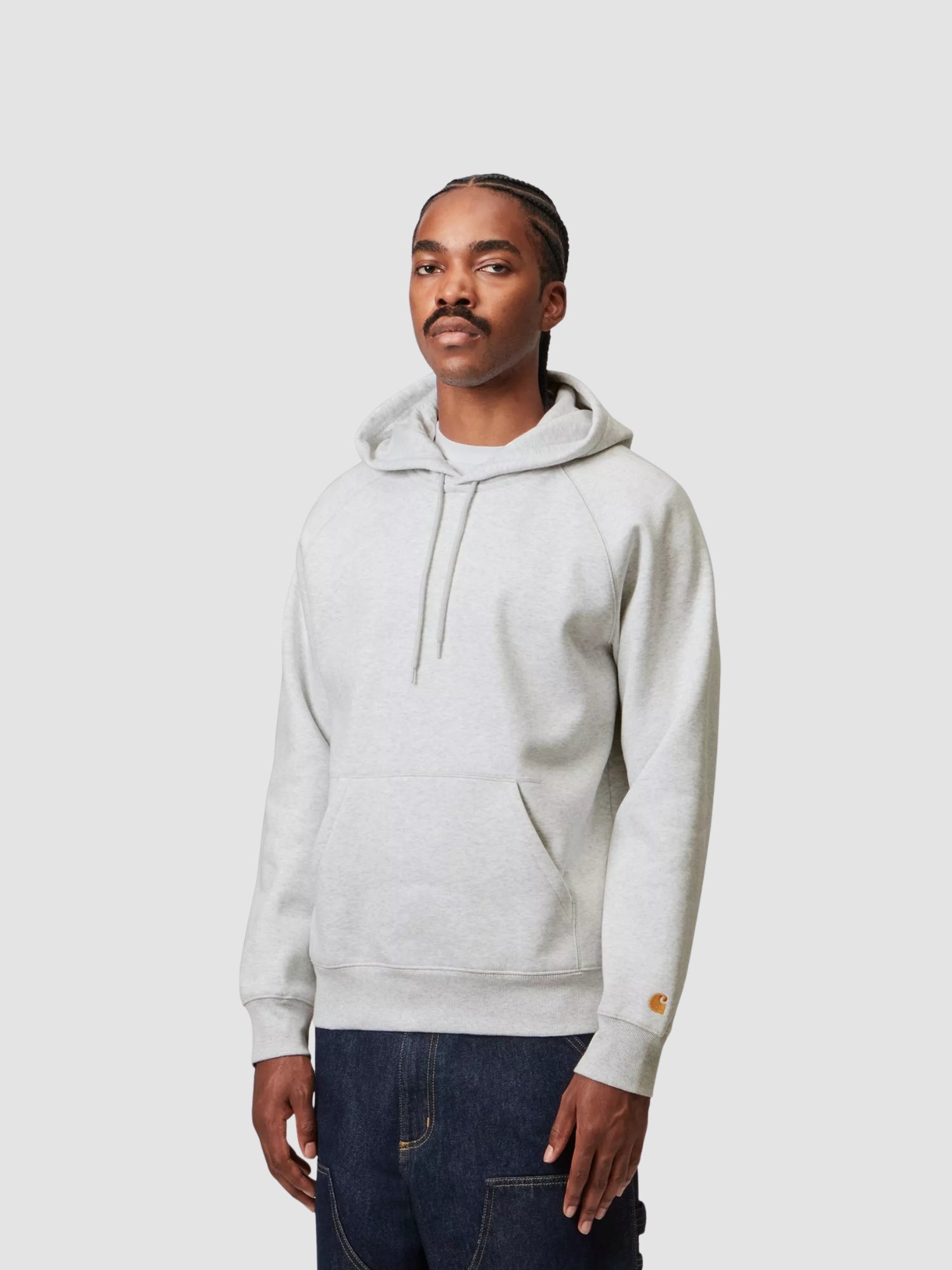 HOODED CHASE SWEAT - ash heather/gold