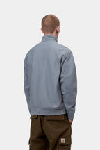 HALF ZIP AMERICAN SCRIPT SWEAT - shady blue
