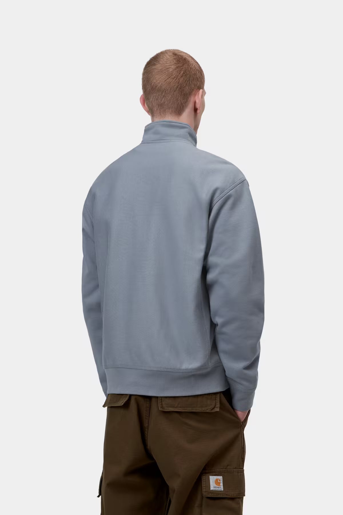 HALF ZIP AMERICAN SCRIPT SWEAT - shady blue