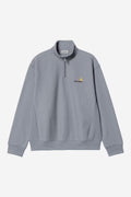 HALF ZIP AMERICAN SCRIPT SWEAT - shady blue