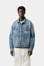 HELSTON JACKET - blue destroy wash/splatter