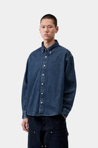 L/S LUCAS SHIRT - blue stone washed