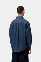 L/S LUCAS SHIRT - blue stone washed