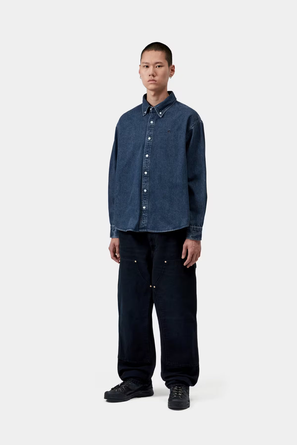 L/S LUCAS SHIRT - blue stone washed