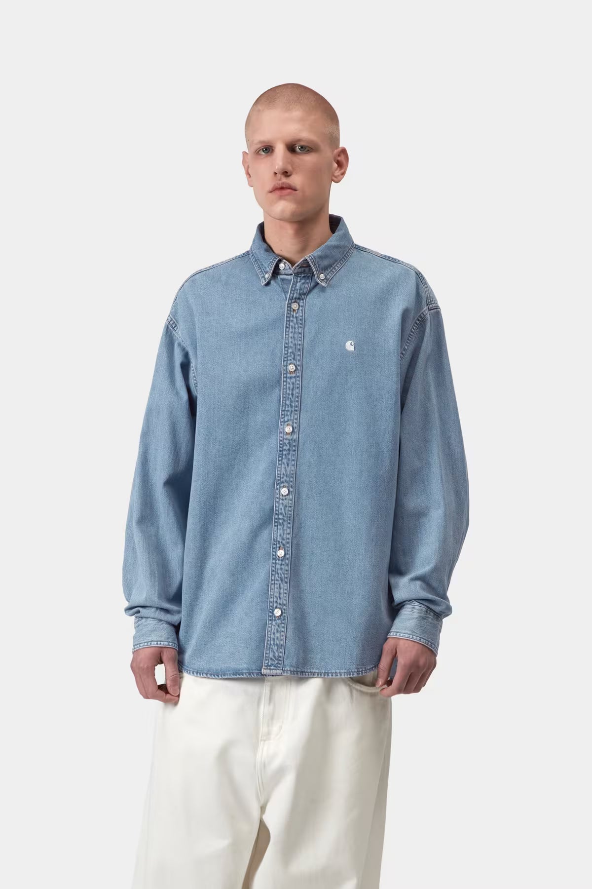 L/S LUCAS SHIRT - blue bleached