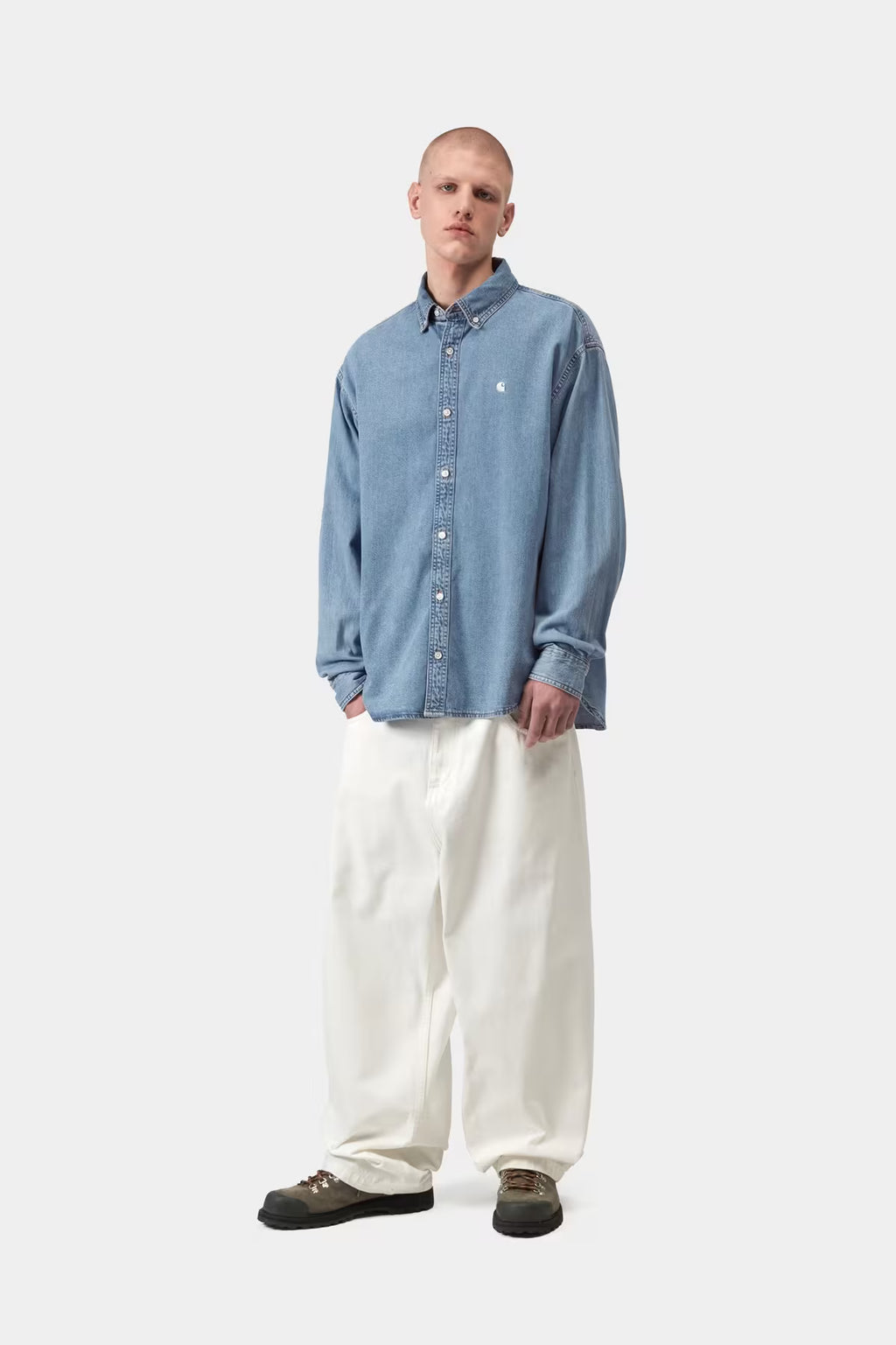 L/S LUCAS SHIRT - blue bleached