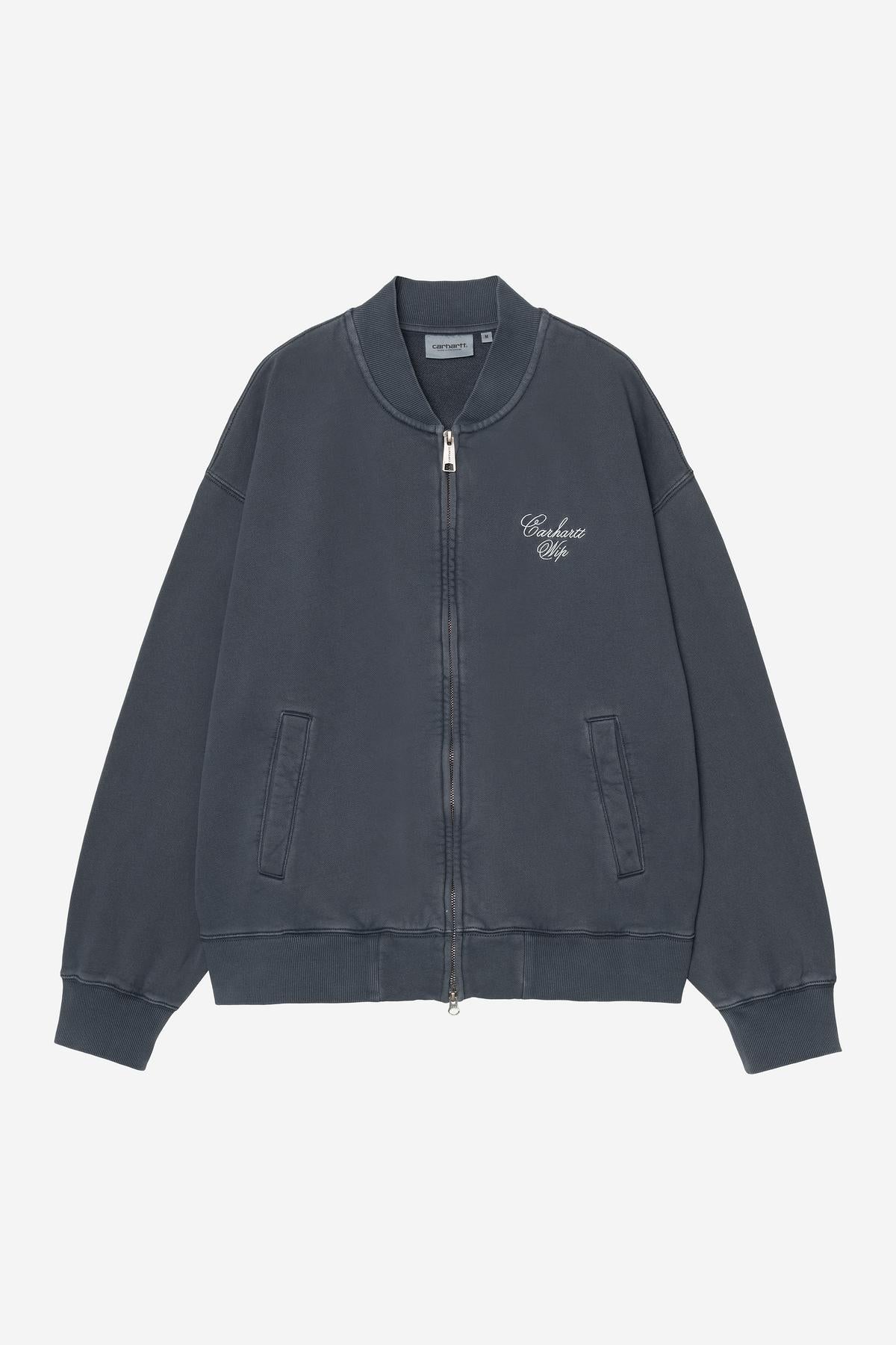 LONGHAND BOMBER - carbon/white garment dyed