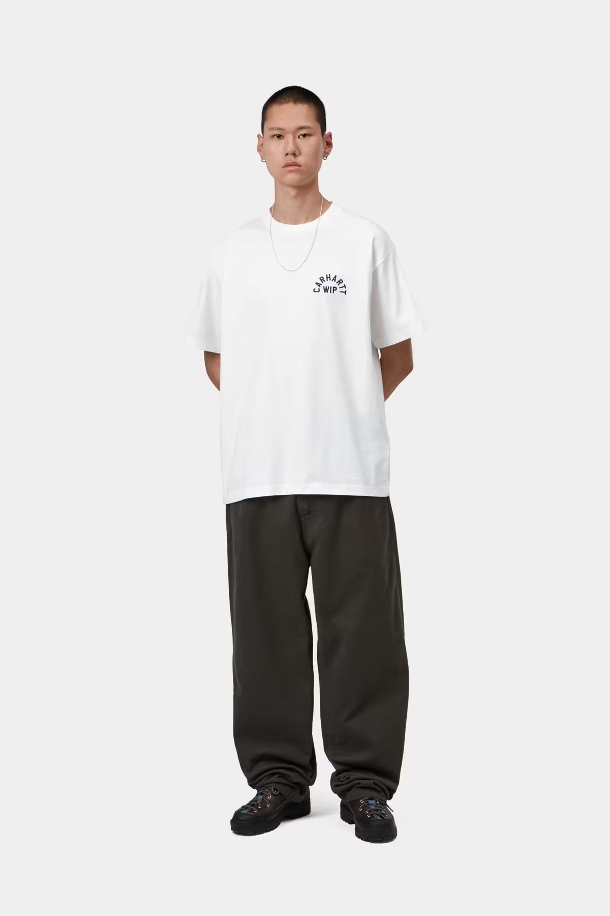 S/S ARCH SCRIPT T-SHIRT - white/dark navy