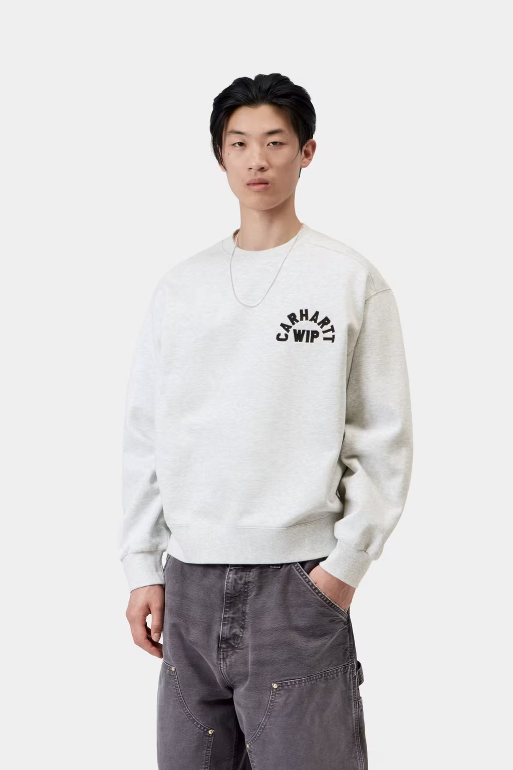 ARCH SCRIPT SWEAT - ash heather/dark navy stone washed