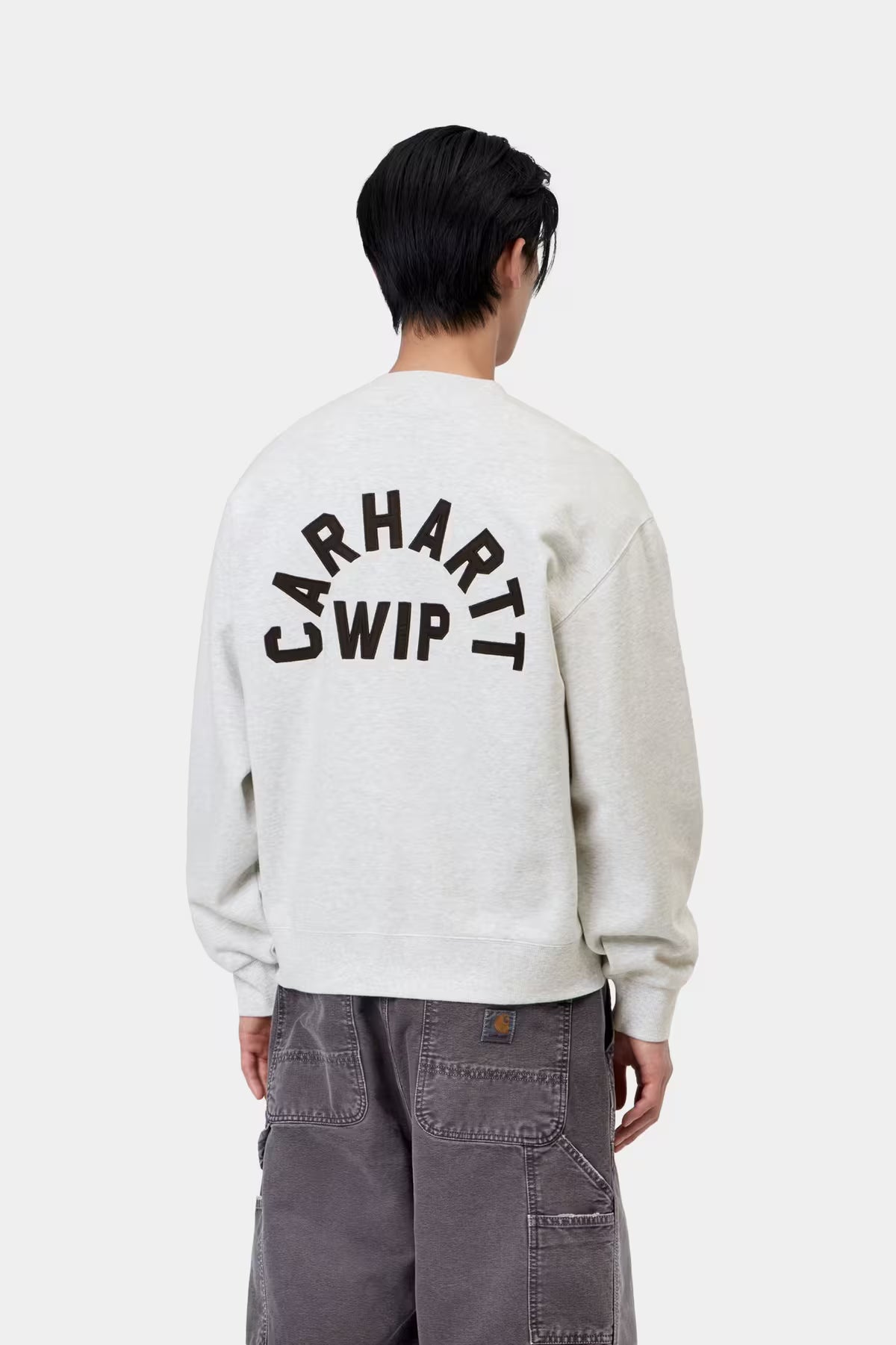 ARCH SCRIPT SWEAT - ash heather/dark navy stone washed