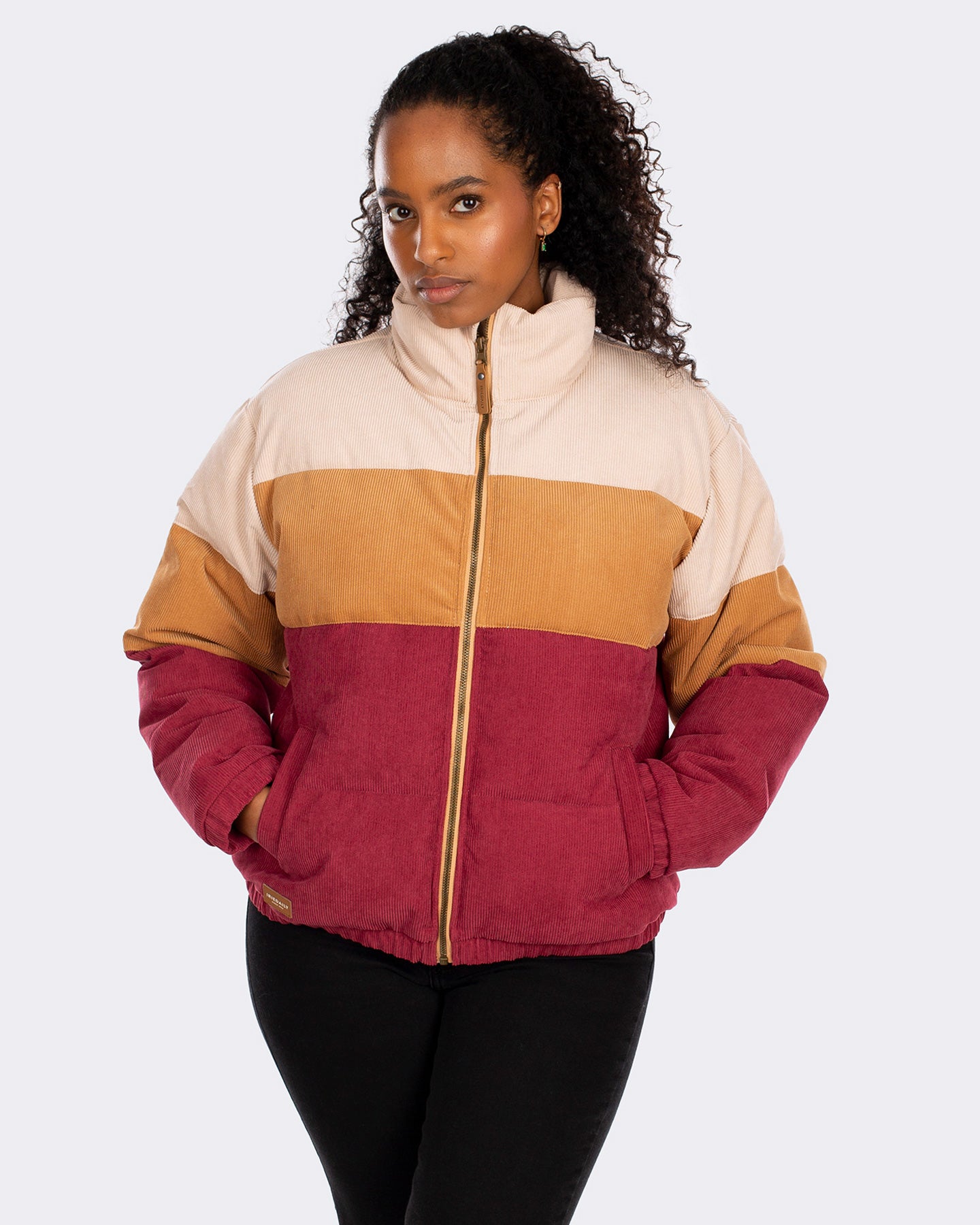 CORDY PUFFER JACKET - dark red