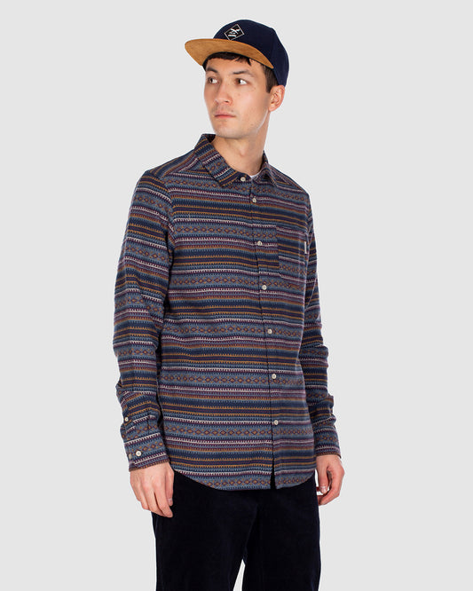 INSITO STRIPE SHIRT - greyblue