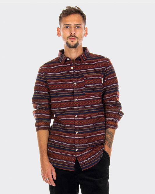 INSITO STRIPE SHIRT - navy wine