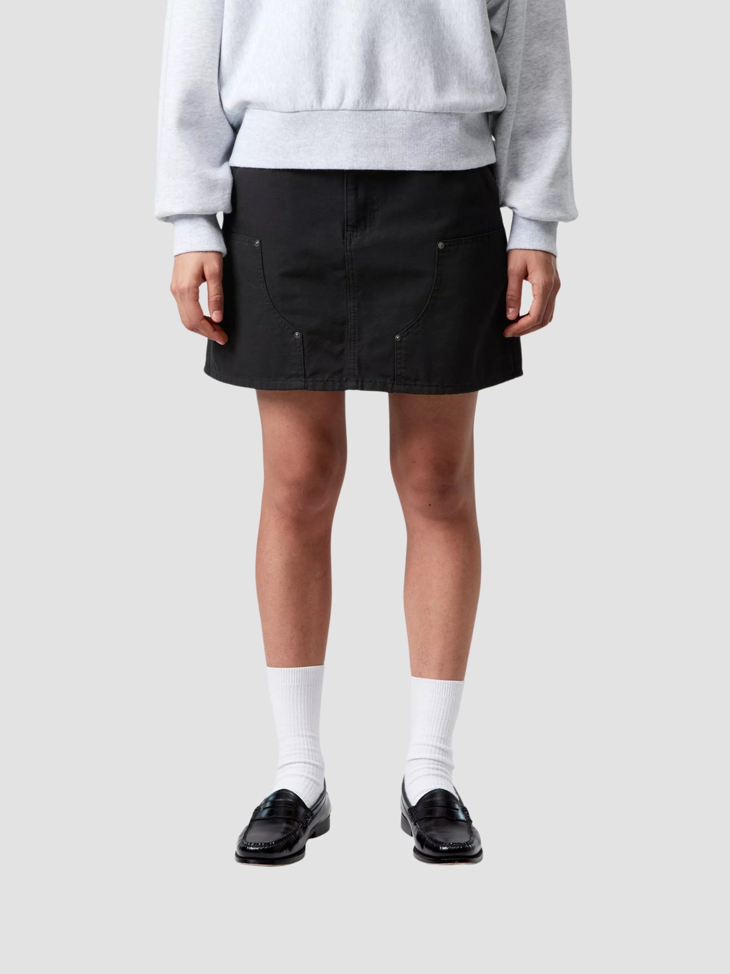 W' MAEVE DOUBLE KNEE SKIRT - black stone washed