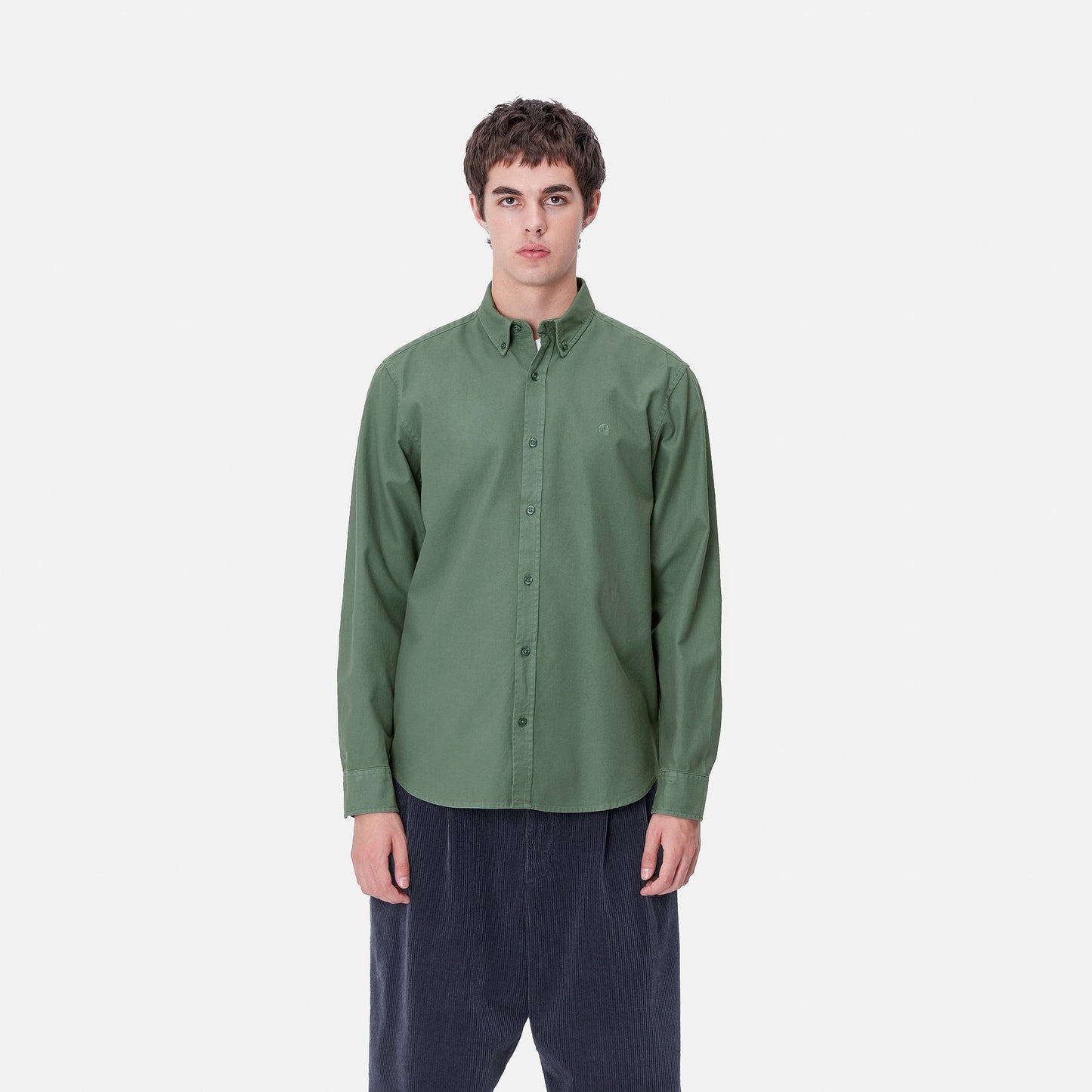 L/S BOLTON SHIRT - duck green garment dyed