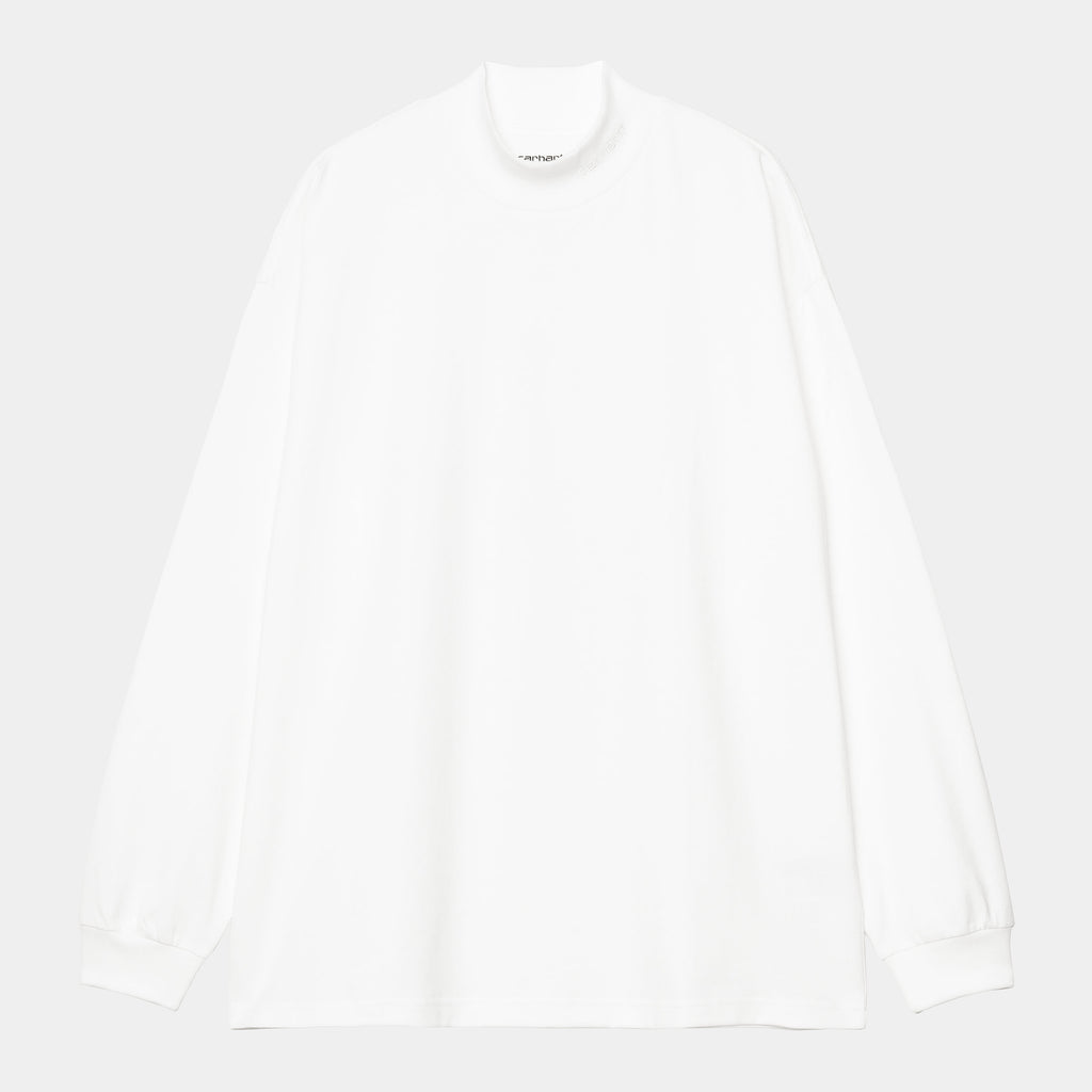 L/S SCRIPT MOCKNECK T-SHIRT - white