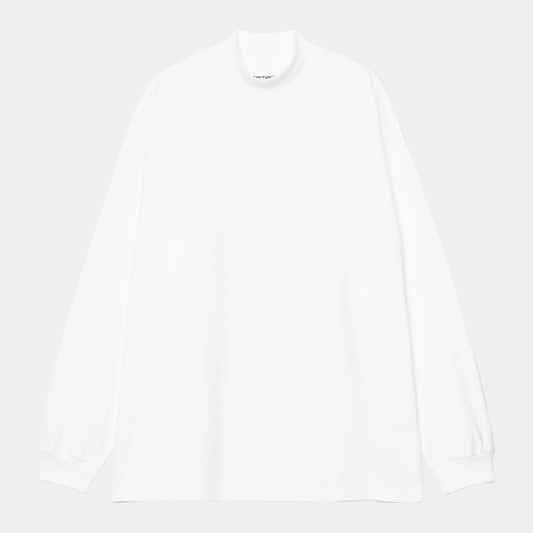 L/S SCRIPT MOCKNECK T-SHIRT - white